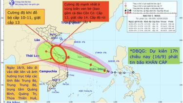 Bão số 5 dự kiến có sức gió mạnh đạt cấp 12, giật cấp 14
