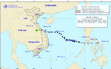 Hướng đi của cơn bão số 5.