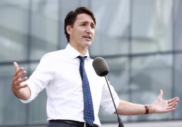 Thủ tướng Canada kiêm lãnh đạo đảng Tự do Justin Trudeau phát biểu tại điểm vận động tranh cử ở thành phố Vancouver hôm 13/9.