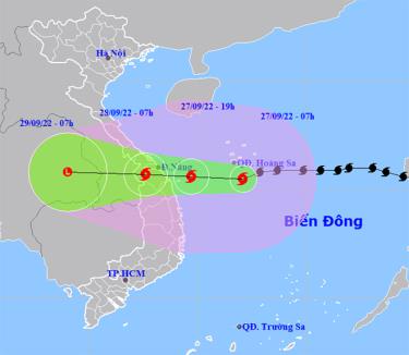 Dự báo hướng đi của bão số 4.