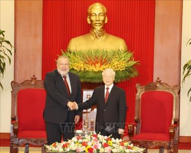 Tổng Bí thư Nguyễn Phú Trọng tiếp Thủ tướng Cuba Manuel Marrero Cruz.