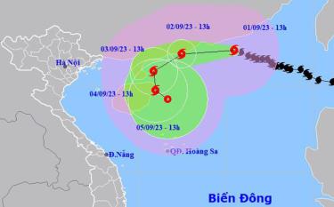 Dự báo vị trí và hướng di chuyển của bão số 3. Nguồn: Trung tâm dự báo khí tượng thủy văn quốc gia