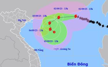 Dự báo vị trí và hướng di chuyển của bão số 3. Nguồn: Trung tâm dự báo khí tượng thủy văn quốc gia