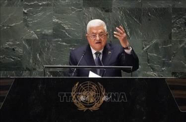 Tổng thống Palestine Mahmoud Abbas phát biểu tại Khóa họp thứ 78 Đại hội đồng LHQ ở New York (Mỹ), ngày 21/9/2023.