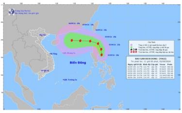Dự báo vị trí và hướng di chuyển bão Yagi - Ảnh: Trung tâm Dự báo khí tượng thủy văn quốc gia