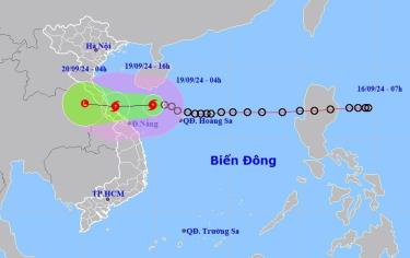 Hướng di chuyển của bão số 4. Ảnh: Trung tâm Dự báo khí tượng thủy văn quốc gia.