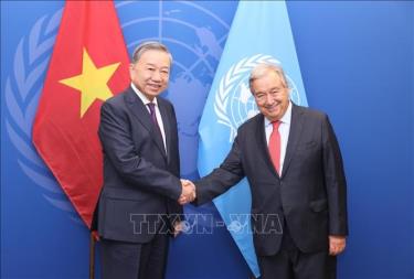 Tổng Bí thư, Chủ tịch nước Tô Lâm gặp Tổng thư ký Liên Hợp Quốc Antonio Guterres.