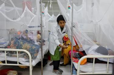 Y tá chăm sóc bệnh nhân sốt xuất huyết tại Bangladesh