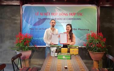 At a ceremony to sign a cooperation agreement on tea export between Suoi Giang Cooperative and Koba Planning company of Japan.