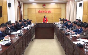 Đồng chí Vũ Thị Hiền Hạnh - Phó Chủ tịch UBND tỉnh phát biểu kết luận cuộc họp.