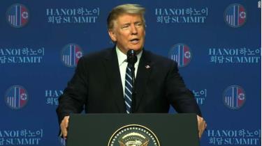 Tổng thống Mỹ Donald Trump trả lời tại buổi họp báo sau Hội nghị Thưởng đỉnh Mỹ-Triều lần 2.