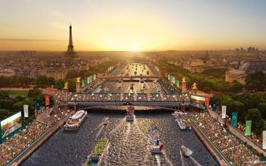 Khung cảnh sông Seine dự kiến trong Lễ khai mạc Olympic Paris 2024.