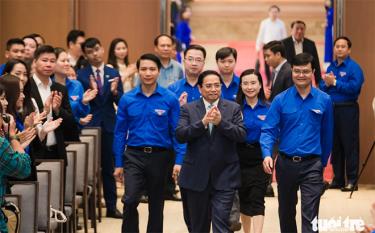 Thủ tướng Phạm Minh Chính tới dự buổi đối thoại cùng thanh niên sáng 22-3