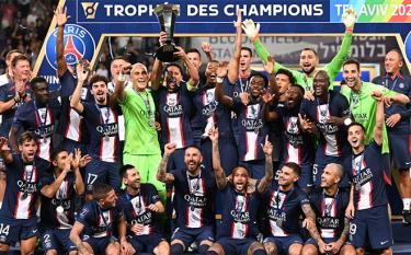 PSG đoạt Siêu Cup Pháp gần nhất sau khi thắng Nantes 4-0 trên sân Bloomfield Stadium, Tel Aviv, Israel ngày 31/7/2022.