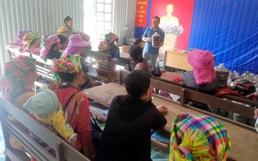 Các học viên tham gia lớp đào tạo nghề làm nấm rơm tại xã Chế Cu Nha, huyện Mù Cang Chải
