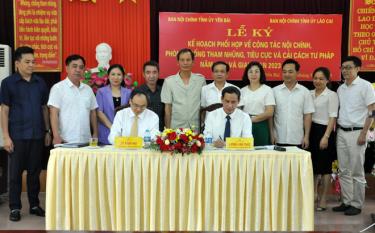 Ban Nội chính Tỉnh ủy Yên Bái và Ban Nội chính Tỉnh ủy Lào Cai ký Kế hoạch phối hợp về công tác nội chính, phòng, chống tham nhũng, tiêu cực và cải cách tư pháp năm 2023 và giai đoạn 2023 – 2025.