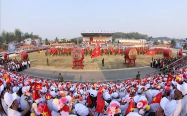 Tổng duyệt Lễ kỷ niệm 70 năm Chiến thắng Điện Biên Phủ trên sân vận động tỉnh Điện Biên, ngày 5/5/2024.